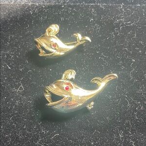 Gold Whale Brooch with Red Eye - Women Jewelry Brooches